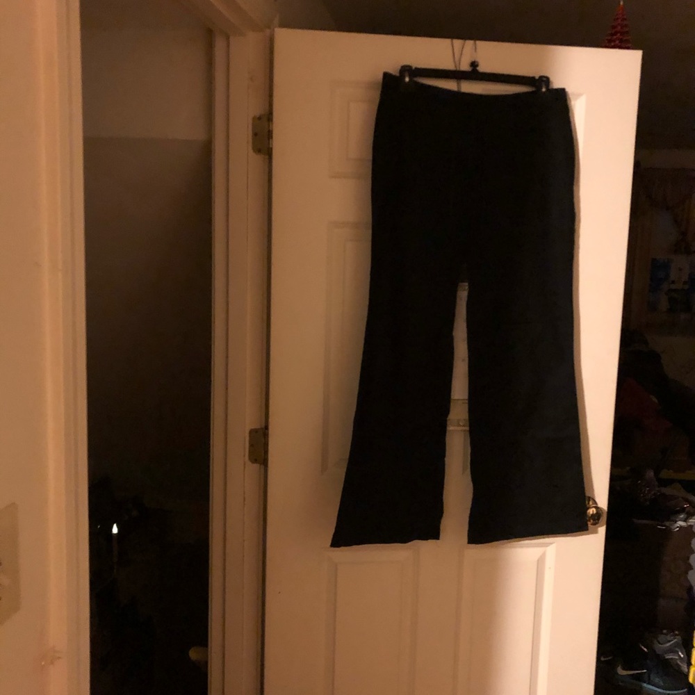 Kenneth Cole black linen blend wide leg pants